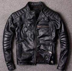 Fall Cafe Racer Biker Jacket For Streetwear, Fall Streetwear Cafe Racer Leather Jacket, Fall Cafe Racer Leather Jacket For Streetwear, Trendy Leather Jacket, Vintage Cafe Racer, Leather Jacket For Men, Biker Outfit, Leather Jacket Style, Real Leather Jacket