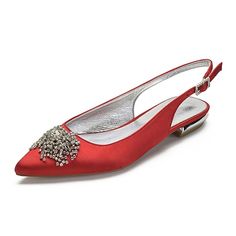 Category:Wedding Shoes; Upper Materials:Satin; Embellishment:Rhinestone; Season:Summer,Spring; Heel Type:Slingback Heel,Flat Heel; Gender:Women's; Toe Shape:Pointed Toe; Type:Bridesmaid Shoes,Bridal Shoes,Wedding Flats; Style:Classic,Elegant; Heel Height(inch):<1; Outsole Materials:Rubber; Occasion:Office,Daily,Party,Wedding; Closure Type:Buckle; Pattern:Solid Colored,Solid Color; Shipping Weight:0.65; Production mode:Self-produce; 2023 Trends:White Shoes,Comfort Shoes,Dress Shoes; Foot Length:; Dressy Flats Shoes, Shoes For Brides, Elegant Wedding Shoes, Dressy Flats, Wedding Shoes Flats, Rhinestone Flats, Flat Dress Shoes, Wedding Flats, Bridal Shoes Flats