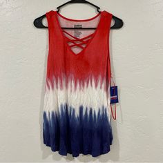 Nwt Kohls Celebrate Together Tank In Large. Rayon/Spandex Blend. Multicolor American Flag Print Tops For Summer, Casual Stretch Tops For 4th Of July, Casual Tops For 4th Of July, Red Tops With American Flag Print For Spring, Patriotic Sleeveless Tops For Spring, Red Stretch Summer Tank Top, Patriotic Red Tops For Beach, Red Top For 4th Of July Beach Outing, Red Top For Beach And 4th Of July