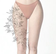 Big Flower Tattoos Thigh, Flower Tattoos Thigh, Big Flower Tattoos, Tattoos Thigh, Tattoo Pierna, Thigh Sleeve, Mother Tattoos, Elegant Tattoos