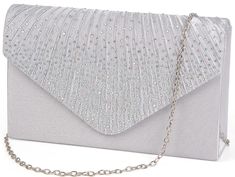 PRICES MAY VARY. ★【FEATURES】: Women's rhinestone clutch purse is made of high quality satin which is soft and smooth. Subtly Pleated style flap,decorated with hundreds of sparkling rhinetones,give you chic and elegant style,make you quite stand out on special occasion, you will be more Unusual ,Gorgeous and Dazzling! ★【OCCAIONS】: Suitable for wedding,Party,Prom,Dating,Ball,Cocktail.Could goes with all styles of your beautiful dress,hat and shoes.A best anniversary,birthday gift for your girl fri Silver Clutch Bag, Envelope Handbag, Rhinestone Handbags, Sequin Clutch, Vert Turquoise, Black Crossbody Purse, Bridal Clutch, Bleu Violet, Clutch Purse Evening