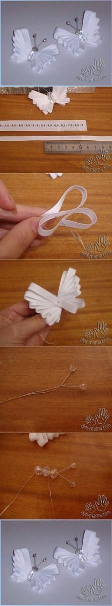 the process of making paper flowers with scissors and glue is shown in three different stages