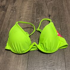 Nwt Bikini Top, Has Small Stain That I’m Certain Will Come Out. Fitted Green Padded Swimwear, Green Padded Beachwear Swimwear, Green Stretch Swimwear With Padded Cups, Green Padded Swimwear With Stretch, Green Padded Swimwear, Green Padded Swimwear For Swimming, Green Padded Swimwear For Vacation, Padded Green Swimwear For Vacation, Green Padded Swimwear For Beach