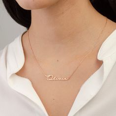 "Introducing our Signature Name Necklace, a personalized masterpiece. Crafted with meticulous care, this necklace features your unique signature beautifully transformed into a pendant. The dainty chain adds a touch of elegance, ideal for daily wear or special occasions. Express your individuality or immortalize a loved one's handwriting. Whether a meaningful gift or a personal indulgence, our Signature Name Necklace is a true reflection of identity and style, making it a timeless addition to your jewelry collection. The Perfect Gift: This is the ideal gift for girlfriends, moms, sisters, or any woman for any holiday or occasion, such as anniversaries, birthdays, Valentine's Day, or Mother's Day. Material: * Material: High-quality solid 925 Sterling Silver * Plating: Sterling Silver, 18K Go Personalized Name Pendant Necklace, Elegant Rose Gold Necklace As Gift For Mom, Elegant Rose Gold Necklace For Mom, Custom Name Pendant Necklace For Anniversary, Personalized Pendant Name Necklace, Customizable White Gold Initial Pendant Necklace, Rose Gold Custom Necklace For Gift, Customized Rose Gold Necklace For Personalized Gift, Customized Rose Gold Jewelry For Mom