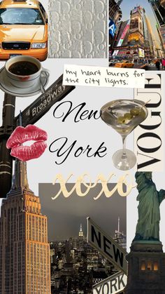 new york city collage with the statue of liberty