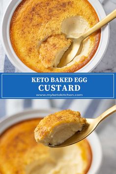 two bowls filled with keto baked egg custard