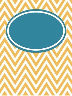 a blue oval on an orange and white zigzag background