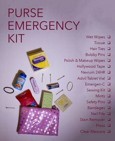 Schul Survival Kits, Emergency Kit For Girls, Emergency Toilet, School Emergency Kit, Date Outfit Ideas, School Survival Kits, Period Kit, High School Survival, Car Tips