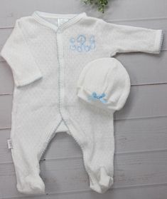 Classic baby boys footed pajamas by Paty Inc are white with blue trim and is made of a soft knitted cotton pointelle fabric. This boys long sleeve sleeper romper looks great monogrammed. Adorable coming home outfit for baby boy! 65% Polyester 35% Cotton Light-weight soft stretchy fabric Machine washable Matching hat, booties and blanket available Newborn fits up to 10 lbs Boys Footed Pajamas, Pointelle Fabric, Footed Pajamas, Layette Set, Take Home Outfit, Blue Trim, Coming Home Outfit, Home Outfit, Boys Long Sleeve