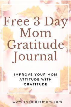 the free 8 - day mom gratitude journal with leaves on it and text overlay