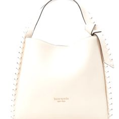 Kate Spade Whistlestitched Knott Shoulder Bag Elegant Leather Satchel For Spring, Elegant White Hobo Bag With Leather Handles, Spring Elegant Leather Bucket Bag, Elegant Leather Bucket Bag For Spring, Feminine Cream Leather Bag, Elegant Spring Bucket Satchel, Elegant Spring Hobo Bag With Detachable Handle, Elegant Hobo Bag With Detachable Handle For Spring, Elegant Bags With Leather Handles For Spring