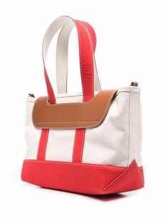 Find PALM ANGELS Palm Beach Tote Bag on Editorialist. red/white/brown cotton-blend/leather debossed logo to the front leather trim two rounded top handles adjustable detachable shoulder strap main compartment front flap closure Leather Satchel With Canvas Lining For Shopping, Designer Canvas Tote Bag With Removable Pouch, White Designer Bag With Canvas Lining, Designer White Bag With Canvas Lining, Designer Tan Canvas Shoulder Bag, Designer Canvas Tote Satchel, Designer White Bags With Canvas Lining, Designer Canvas Bags With Double Handle, Tan Canvas Shoulder Bag With Removable Pouch