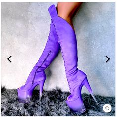 Never Worn! Hella Heels Purple Ombr Over The Knee Closed Toe Boot! These Are So Soft & Yummy! Gorgeous Color Purple! 8” Heel, Size 8 Heels Purple, Glitter Boots, Purple Ombre, Over The Knee Boots, Over The Knee, Color Purple, Knee Boots, The Knee, Shoes Heels