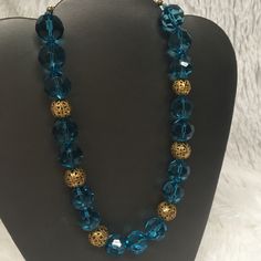 Gorgeous Classic Necklace - Length Is Approximately 14” Up To 19” With Extender. Festive Blue Necklace With Large Beads, Festive Blue Necklaces With Large Beads, Blue Beaded Necklaces With Large Beads For Festive Occasions, Festive Blue Beaded Necklaces With Large Beads, Festive Blue Jewelry With Large Beads, Festive Blue Polished Beads Necklace, Festive Blue Beaded Necklace With Large Beads, Festive Blue Polished Bead Necklace, Blue Polished Beaded Necklaces For Festive Occasions