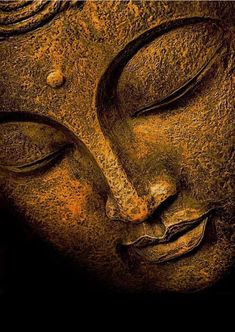 the face of a buddha statue is shown in this artistic photo, with its eyes closed