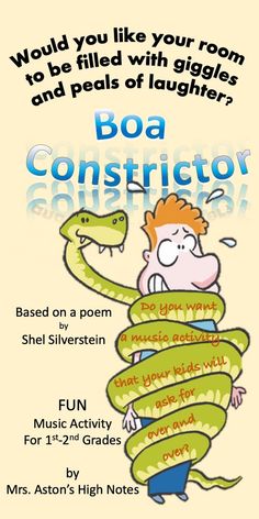 an advertisement for boa constrictor with a cartoon character on the front