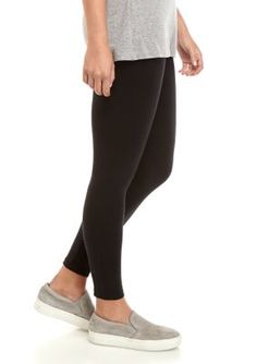 Complete with a black out design, these cotton leggings from HUE are perfect for layering under a sweater or paired with your favorite sneakers for a casual look. | HUE Women's Wide Waistband Blackout Cotton Leggings, Black, Medium Black Out, Cotton Leggings, Wide Waistband, Casual Look, A Black, Casual Looks, Capri Pants, Layering, Leggings