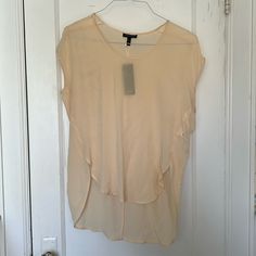 Eileen Fisher Silk Crepe Blouse In Alabaster. Petite, Size Pp Never Been Worn, New With Tags. Beige Short Sleeve Blouse For Layering, Summer Beige Silk Blouse, Beige Silk Blouse For Summer, Sheer Silk Tops For Daywear, Silk Blouse For Summer Layering, Beige Feminine Blouse For Layering, Sleeveless Cream Silk Top, Feminine Sheer Tops For Daywear, Sheer Sleeveless Blouse For Spring