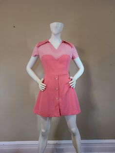 Great 2 piece dress and shorts Polyester double knit  Glamortop brand  Dress: Shoulders 16 Chest 36 Waist 26 Hip 42 CB 29 Shorts: Waist elasticized 22 to 32 Hip 38 Inseam 2.5" Outseam 12.5" Front rise 12 Fitted Above Knee Spring Dress, Fitted Above Knee Summer Dress, Fitted Above-knee Summer Dress, Fitted Mini Dress With Short Length For Spring, Fitted Cotton Skort For Night Out, Flirty Short Mini Dress For Spring, Summer Mini Skort Fitted, Summer Fitted Mini Skort, Cotton Mini Length Skort For Night Out