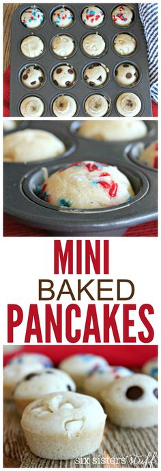 mini baked pancakes with white frosting and sprinkles