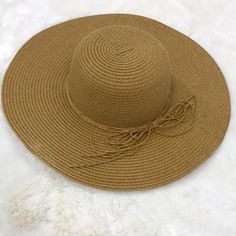 New Without Tags! Beige Floppy Straw Hat For Beach, Beige Floppy Sun Hat For Beach, Beige Floppy Sun Hat For Beach Season, Beige Floppy Sun Hat For The Beach, Beige Floppy Sun Hat For Vacation, Beige Floppy Hat For The Beach, Trendy Beige Hat For Sunbathing, Trendy Solid Color Beach Hat, Beige Floppy Straw Hat For Vacation