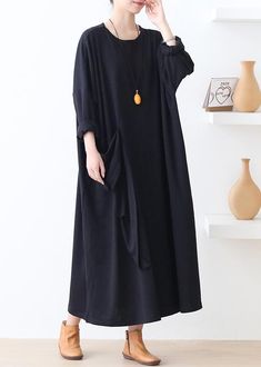 Italian pockets o neck clothes For Women Work Outfits black robes Dresses

 Materials used: cotton blended

Measurement:One size fits all for this item. Please make sure your size doesn't exceed this size: BUST-170cm   
   
Sleeve length 45cm / 17.55"
bust 170cm / 66.3"
length 115cm / 44.85"



We ship worldwide.

Tracking numbers provided for all orders. Black Long Sleeve Dress With Pockets, Black Cotton Dress With Side Pockets, Women Work Outfits, Work Outfits Frauen, Dresses Materials, Italian Dress, Travel Dress, Outfits Black, Autumn Dress