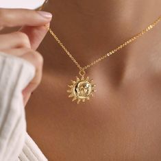 Welcome to the Magical World of PKJewelry Celestial Pendant Necklace Puffy Sun Moon Pendant Necklace is perfect as a special gift for her. This Sun Moon Necklace is a great choice as a gift for Mother's Day, Birthday, Anniversary, Valentines Day, Christmas. Our high quality products are specially prepared for you with great care. The gold plating on it is much thicker than other platings. Therefore, it is a nice gift to be used for a long time. Our products do not tarnish and are anti-allergic. Sun And Moon Necklace, Face Necklace, Special Gifts For Her, Celestial Necklace, Moon Pendant Necklace, Everyday Necklace, Moon Pendant, Moon Necklace, Elegant Jewelry