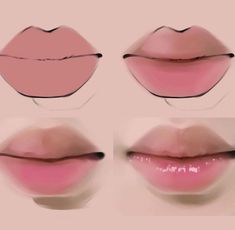 four images of different lips with the same lip color as well as their corresponding shapes