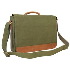 It is a large size 16. 5 in. casual style canvas messenger bag with a cushion pocket for the laptop computer purpose. Laptop computer cushion can fit laptop width up to 14. 5 in. It has external and internal multiple pockets, sort your belonging very well if you do not carry tons of items. On the top of the bag, it has a leather handle which is easy for you to carry by hand. Canvas has its elegant beautiful vintage looking which fits both casual and formal occasions. Color: Green. Rectangular Canvas Laptop Bag For School, School Canvas Bag With Laptop Sleeve, Canvas School Bag With Laptop Sleeve, School Canvas Shoulder Bag With Laptop Sleeve, School Shoulder Bag With Laptop Sleeve In Canvas, School Canvas Bags With Laptop Sleeve, Rectangular School Satchel With Canvas Lining, Rectangular Canvas Laptop Bag For Outdoor, Rectangular Canvas Satchel With Laptop Sleeve