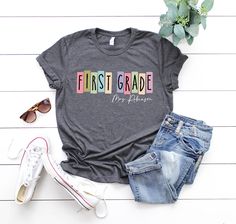 Fifth Grade Teacher, 5th Grade Teacher, Kindergarten Teacher Gifts, 1st Grade Teacher, College Tees, School Tees, First Grade Teachers