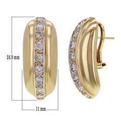 14k Yellow Gold Diamond Dome Scalloped Shell Huggie Earrings - ErikRayo.com