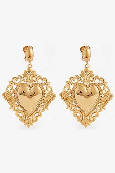 MOSCHINO Heart-shaped brass clip-on earrings Fashion Styles, Moschino, Accessories Design, Clip On Earrings, Designer Fashion, High Fashion, Special Occasion, Brass, 10 Things