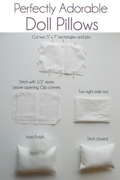 the instructions for how to make an adorable doll pillow