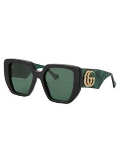 Sunglasses from Gucci Eyewear Composition: Acetate | Gucci Eyewear Women's Gg0956s Sunglasses in Black Green | SS24 Sunglasses Gucci, Brown Square, Guccio Gucci, Stella Mccartney Bag, Gucci Eyewear, Gucci Sunglasses, Eyewear Womens, Sneaker Wedge, The Bridge