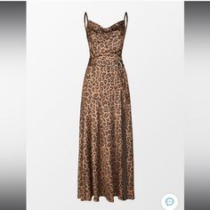 Size Small, Brand New With Tag. Leopard Print Dress With Back Zipper, Adjustable Straps And Cowl Neckline. Comes With Belt As Well. Chic Brown Maxi Dress For Night Out, Casual Leopard Print Maxi Dress For Party, Casual Brown Dresses For Party, Casual Brown Party Dress, Elegant Leopard Print Maxi Dress For Parties, Casual Leopard Print Midi Dress For Party, Elegant Sleeveless Leopard Print Midi Dress, Brown Maxi Dress For Night Out, Casual Leopard Print Party Dress