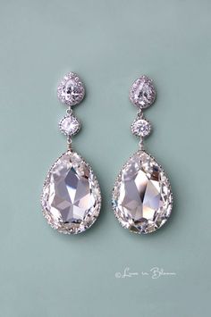 Wedding Chandelier Swarovski Crystal Earrings - Style # E153-CC : Luxe in Bloom  - Thumbnail 2 Teardrop Earrings Wedding, Swarovski Crystal Chandelier, Wedding Earrings Chandelier, Wedding Chandelier, Crystal Chandelier Earrings, Wedding Earrings Drop, Bridal Fashion Jewelry, Costume Earrings, Bridesmaid Jewelry Sets