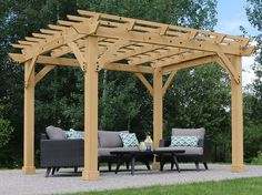 Yardistry 10 x 12 Meridian Pergola Pergola Yardistry Pergola Cover, Diy Pergola Kits, Cedar Stain, Shade Ideas, Wood Trellis, Steel Pergola, Cedar Pergola, Cedar Lumber