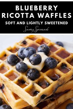 Blueberry Ricotta Waffles Ricotta Waffles, Blueberry Ricotta, Breakfast Recipes Sweet, Easy Brunch, Best Breakfast Recipes, Savory Breakfast, Waffle Recipes, Pancakes And Waffles, Budget Friendly Recipes