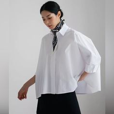 [Ewq] Fashion Lapel Single Breasted Long Sleeve Oversize Solid Women Shirt 2023 Spring Summer New Female Blouse White 16t404 Female Blouse, Overalls Plus Size, Asymmetrical Shirt, Instagram Dress, Shirt 2023, Update Your Wardrobe, Dinner Outfits, Hippie Dresses, Stylish Plus