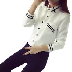 elegant turn down collar long sleeve shirt Trendy White Office Shirt, Trendy White Shirt For Office Wear, Trendy White Office Tops, Trendy Long Sleeve Office Shirt, White Long Sleeve Office Tops, White Long Sleeve Tops For Office, White Top For Office Wear In Fall, White Tops For Office Wear In Fall, Casual White Office Blouse