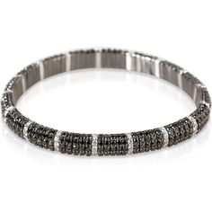 Roberto Demeglio - Small White and Black Diamond Stripe Stretch Bracelet in 18K White Gold Luxury Diamond Bracelet With Black Diamonds, Luxury Black Diamond Classic Bracelet, Black Diamond Bangles, Elegant Black Diamond Round Bracelets, Luxury White Gold Diamond Bracelet With Black Diamonds, Elegant Black Diamond Round Bracelet, Elegant Black Diamond Bracelet, Formal White Gold Bracelet With Black Diamonds, Formal White Gold Diamond Bracelet With Black Diamonds