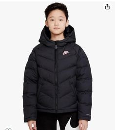 Nike Coat, Nike Windrunner, Windrunner Jacket, Cute Nike Outfits, Black Sportswear, Black Down, Cute Jackets, Nike Kids, Nike Store