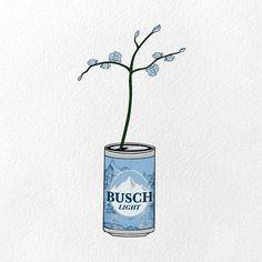 a flower in a can with the word busch on it