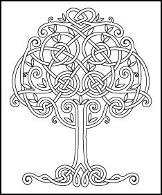 the celtic tree of life is shown in black and white