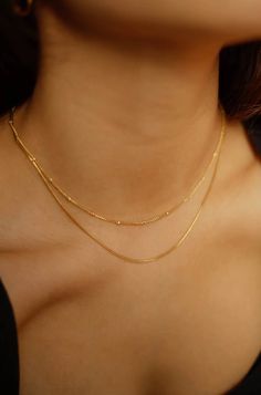 Gold Filled Snake Necklace Sleek Necklace Layering Necklace - Etsy Gold Jewellery Dainty, Simple Layered Jewelry, Gold Plain Necklace, Gold Necklace Aesthetic Simple, Gold Aesthetic Necklace, Gold Necklace Formal, Gold K Necklace, Dainty Necklace Aesthetic, Prom Jewelry Ideas Gold