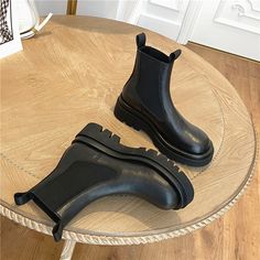 Borja Women's Leather Platform Black Boots | Ultrasellershoes.com – Ultra Seller Shoes Block Heels Boots, Block Heel Loafers, Platform Chelsea Boots, Dr Shoes, Brown Chelsea Boots, Cosplay Boots, Pastel Outfit, Chelsea Ankle Boots, Stiletto Boots