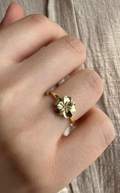 Genuine Gold Flower Ring, Gold Leaf Ring, 14k Solid Gold Ring, Minimalist Gif For Her, Delicate Gift For Mothers Day Leaf Design Ring, 14k Rose Gold Flower Ring With Birth Flower, Gold Flower Ring For Promise, 14k Gold Birth Flower Rings, Delicate 14k Gold Birth Flower Rings, 14k Gold Birth Flower Promise Ring, 14k Yellow Gold Rings With Birth Flower Detail, Yellow Gold Flower Ring With Birth Flower Detail, Yellow Gold Birth Flower Rings