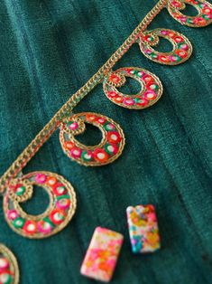 Colourful Sequin Cutwork Embroidered Trimround Jhumka - Etsy Colourful Embroidery, Jhumkas Earrings, Cutwork Saree, Saree Border, Embroidered Trim, Curtain Ties, Indian Fabric, Jhumka Earrings, Hair Bands