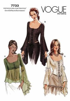 two women's blouses with bell sleeves and ruffled bottom