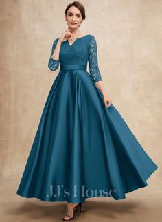 Convocation Outfit, Bride Silhouette, Stylish Gown, Lace Bride, Dress With Sleeves, Ankle Length Dress, Mothers Dresses, Dress Satin